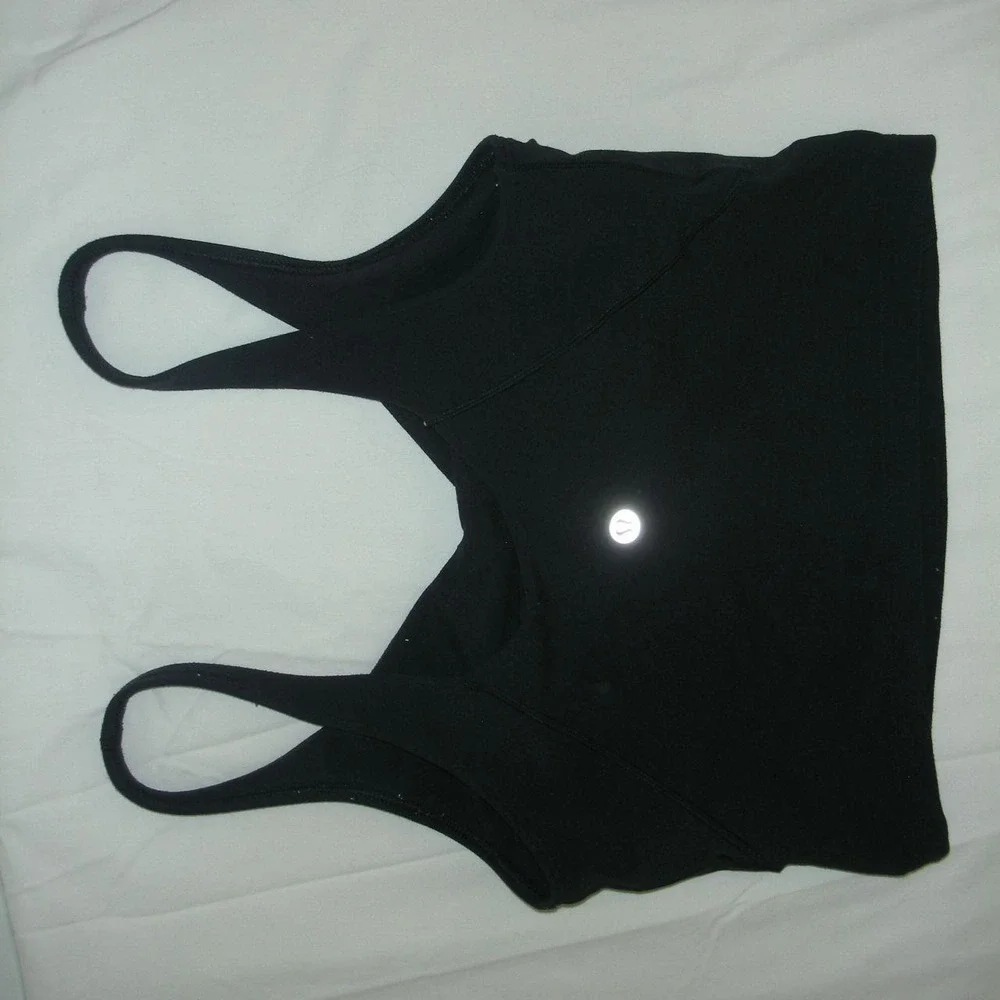 Lululemon Power Y Sports Bra Size 4 Brown Black Abstract Print Yoga Athleisure